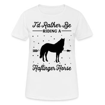 Monter sur un cheval Haflinger - T-shirt respirant Femme - blanc - Devant - AI Model Female 172 dark (172cm)
