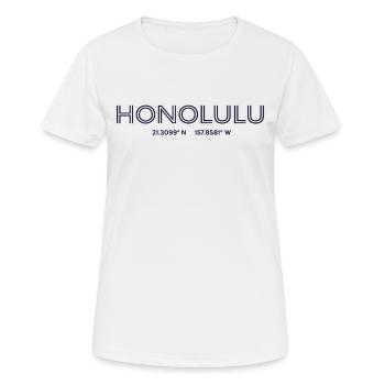 USA Stadt Koordinaten - Honolulu - Frauen T-Shirt atmungsaktiv - Weiß - Vorne - AI Model Female 172 dark (172cm)