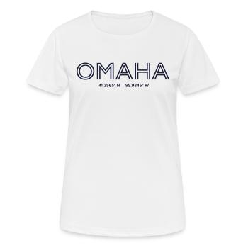 Coordonnées de la ville des États-Unis - Omaha - T-shirt respirant Femme - blanc - Devant - AI Model Female 172 dark (172cm)