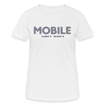 Coordonnées de la ville des États-Unis - Mobile - T-shirt respirant Femme - blanc - Devant - AI Model Female 172 dark (172cm)