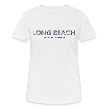 USA City Coordinates - Long Beach - Women's Breathable T-Shirt - white - Front - AI Model Female 172 dark (172cm)