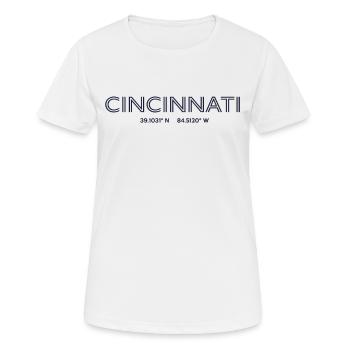 USA Stadt Koordinaten - Cincinnati - Frauen T-Shirt atmungsaktiv - Weiß - Vorne - AI Model Female 172 dark (172cm)