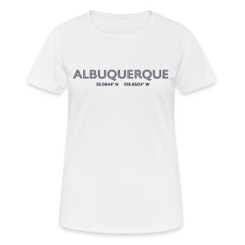 USA Stadt Koordinaten - Albuquerque - Frauen T-Shirt atmungsaktiv - Weiß - Vorne - AI Model Female 172 dark (172cm)