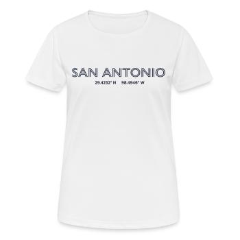 USA City Coordinates - San Antonio - Women's Breathable T-Shirt - white - Front - AI Model Female 172 dark (172cm)