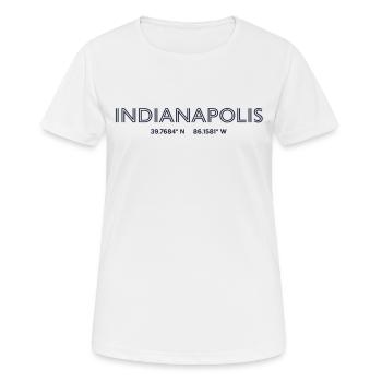 Coordonnées de la ville des États-Unis - Indianapolis - T-shirt respirant Femme - blanc - Devant - AI Model Female 172 dark (172cm)