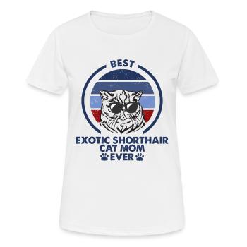 Katzenmama - Exotische Kurzhaarkatze - Frauen T-Shirt atmungsaktiv - Weiß - Vorne - AI Model Female 172 dark (172cm)