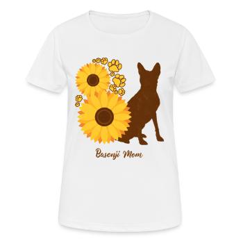 Sonnenblumenmutter - Basenji - Frauen T-Shirt atmungsaktiv - Weiß - Vorne - AI Model Female 172 dark (172cm)
