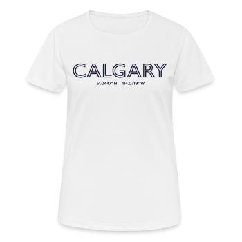 Canada Stadt Koordinaten - Calgary - Frauen T-Shirt atmungsaktiv - Weiß - Vorne - AI Model Female 172 dark (172cm)