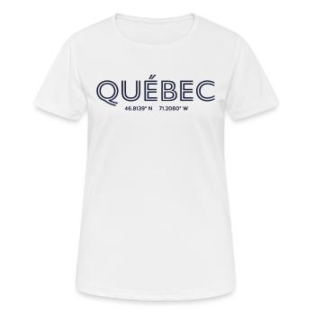 Canada Stadt Koordinaten - Québec - Frauen T-Shirt atmungsaktiv - Weiß - Vorne - AI Model Female 172 dark (172cm)
