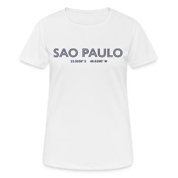 Brazil City Coordinates - Sao Paulo - Women's Breathable T-Shirt - white - Front - AI Model Female 172 dark (172cm)