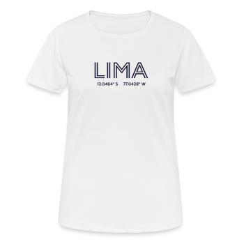 Peru Stadt Koordinaten - Lima - Frauen T-Shirt atmungsaktiv - Weiß - Vorne - AI Model Female 172 dark (172cm)