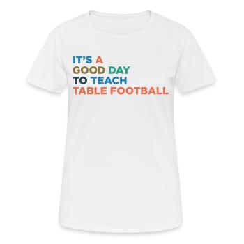 Tischfußballtrainer Unterrichten - Frauen T-Shirt atmungsaktiv - Weiß - Vorne - AI Model Female 172 dark (172cm)
