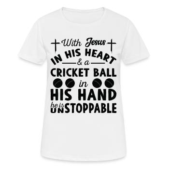 Jésus dans le cœur - joueurs de cricket - T-shirt respirant Femme - blanc - Devant - AI Model Female 172 dark (172cm)