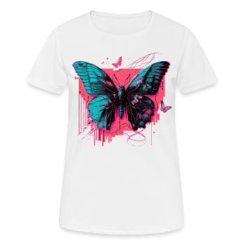 Schmetterling im Technicolor-Schein - Frauen T-Shirt atmungsaktiv - Weiß - Vorne - AI Model Female 172 dark (172cm)