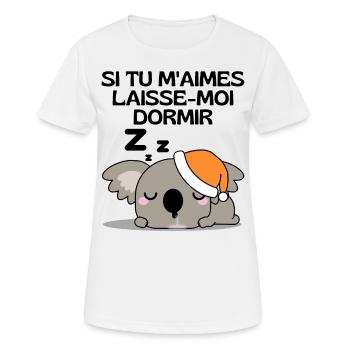 Si Tu M'aimes Laisse Moi Dormir Koala Dormeur Ours - T-shirt respirant Femme - blanc - Devant - AI Model Female 172 dark (172cm)