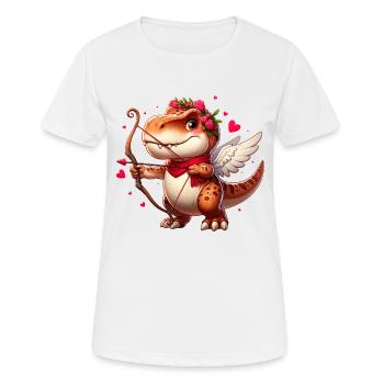 Cupidon T-Rex Saint Valentin dinosaure amour flèche - T-shirt respirant Femme - blanc - Devant - AI Model Female 172 dark (172cm)