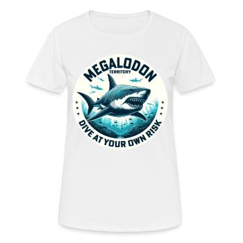 Megalodon Territory Alert | Ocean Shark Diving - Women's Breathable T-Shirt - white - Front - AI Model Female 172 dark (172cm)