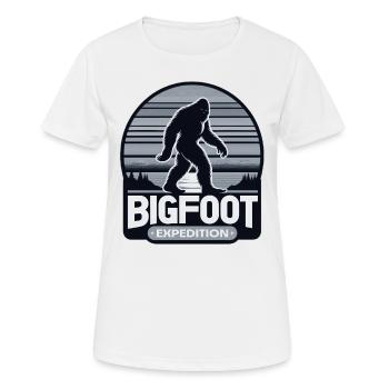 Randonnée d’expédition Bigfoot | Chasseur de sasquatch - T-shirt respirant Femme - blanc - Devant - AI Model Female 172 dark (172cm)