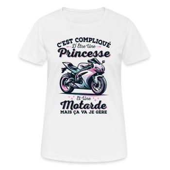 Princesse Motarde Humour Cadeau Pour Femme Moto - T-shirt respirant Femme - blanc - Devant - AI Model Female 172 dark (172cm)