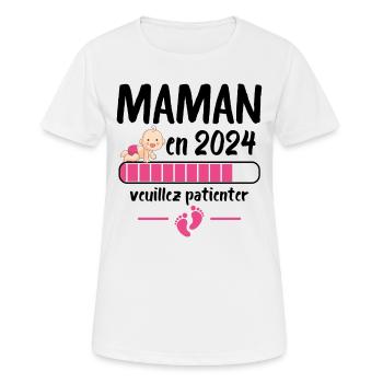Cadeau Maman Annonce Grossesse Future Maman 2024 - T-shirt respirant Femme - blanc - Devant - AI Model Female 172 dark (172cm)
