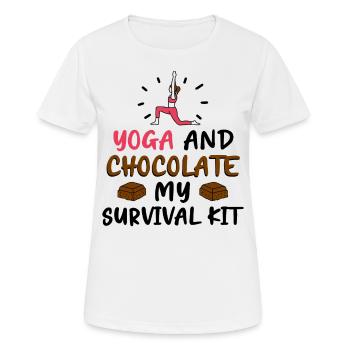 Yoga Und Schokolade - Tahirt Lustiges Yoga - Frauen T-Shirt atmungsaktiv - Weiß - Vorne - AI Model Female 172 dark (172cm)