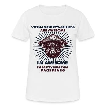 viSchweindad Mama - Vietnamesisches Potbauch - Frauen T-Shirt atmungsaktiv - Weiß - Vorne - AI Model Female 172 dark (172cm)