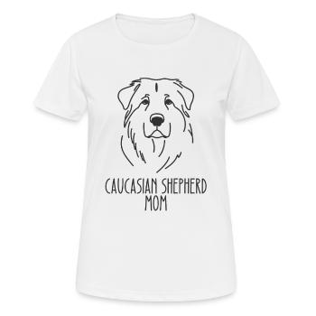 Line Art Mom - Chien de berger caucasien - T-shirt respirant Femme - blanc - Devant - AI Model Female 172 dark (172cm)