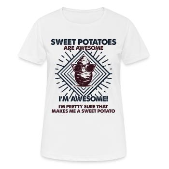 Les patates douces sont excellentes - Mama Dad - T-shirt respirant Femme - blanc - Devant - AI Model Female 172 dark (172cm)