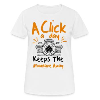 Klicken Sie Auf Capture Slay - Lustige Fotografie - Frauen T-Shirt atmungsaktiv - Weiß - Vorne - AI Model Female 172 dark (172cm)