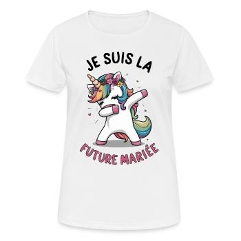 Je Suis La Future Mariée Mariage Femme Licorne - T-shirt respirant Femme - blanc - Devant - AI Model Female 172 dark (172cm)