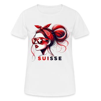Schweizer Frauen Brötchen Fahne Stolz Für Mädchen - Frauen T-Shirt atmungsaktiv - Weiß - Vorne - AI Model Female 172 dark (172cm)