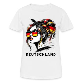 Deutschland Frau Dutt Deutsche Flagge Stolz - Frauen T-Shirt atmungsaktiv - Weiß - Vorne - AI Model Female 172 dark (172cm)