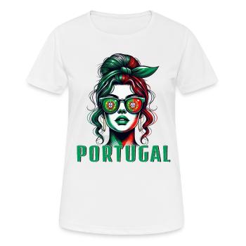 Portugal Woman Bun Portuguese Flag Proud - Women's Breathable T-Shirt - white - Front - AI Model Female 172 dark (172cm)