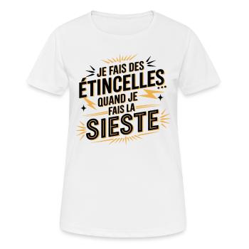 Je Fais Des Étincelles Quand Je Fais La Sieste - T-shirt respirant Femme - blanc - Devant - AI Model Female 172 dark (172cm)