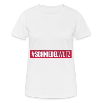 schniedelwutz hashtag penis - Frauen T-Shirt atmungsaktiv - Weiß - Vorne - AI Model Female 172 dark (172cm)