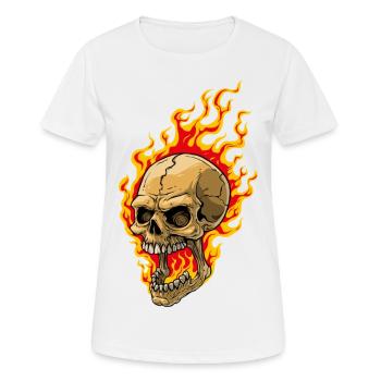 Human skull with flames - Women's Breathable T-Shirt - white - Front - AI Model Female 172 dark (172cm)