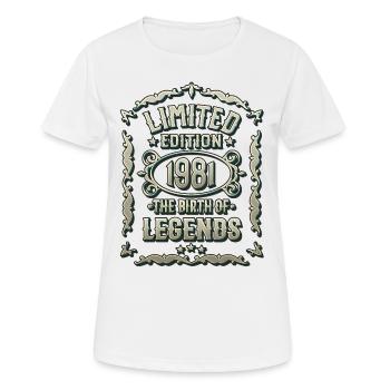 Born in 1981 - legend birthday born in 1981 - Women's Breathable T-Shirt - white - Front - AI Model Female 172 dark (172cm)