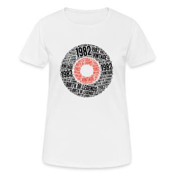 Geboren in 1982 Jahrgang 1982 Geburtstag Musik - Frauen T-Shirt atmungsaktiv - Weiß - Vorne - AI Model Female 172 dark (172cm)
