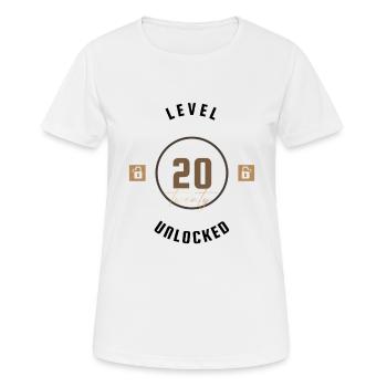 20. Geburtstag Level twenty unlocked, Geschenk - Frauen T-Shirt atmungsaktiv - Weiß - Vorne - AI Model Female 172 dark (172cm)
