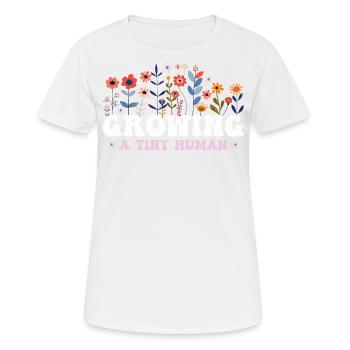 Anbau einer winzigen menschlichen Boho-Blume Blumenschwanger - Frauen T-Shirt atmungsaktiv - Weiß - Vorne - AI Model Female 172 dark (172cm)