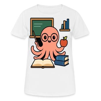 Octopus Teacher Cartoon – Funny Smart Classroom - Women's Breathable T-Shirt - white - Front - AI Model Female 172 dark (172cm)