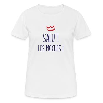 SALUT LES MOCHES - T-shirt respirant Femme - blanc - Devant - AI Model Female 172 dark (172cm)