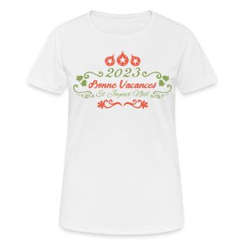 Joyeux Noel, bonne vacances 2023.Cadeau Noël. - T-shirt respirant Femme - blanc - Devant - AI Model Female 172 dark (172cm)
