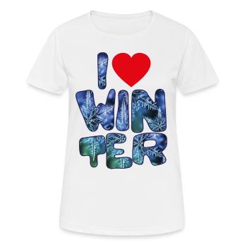 Mots d’hiver avec flocons de neige pour les amateurs d’hiver - T-shirt respirant Femme - blanc - Devant - AI Model Female 172 dark (172cm)