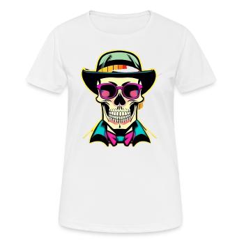 Hipster Totenkopf - Frauen T-Shirt atmungsaktiv - Weiß - Vorne - AI Model Female 172 dark (172cm)