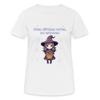 Auch Hexen wählen, keine Ausreden - Frauen T-Shirt atmungsaktiv - Weiß - Vorne - AI Model Female 172 dark (172cm)