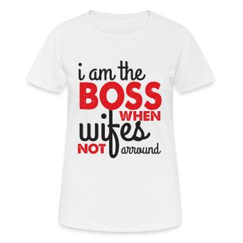 Ich Bin der Chef, Wenn keine Frau da ist - Frauen T-Shirt atmungsaktiv - Weiß - Vorne - AI Model Female 172 dark (172cm)