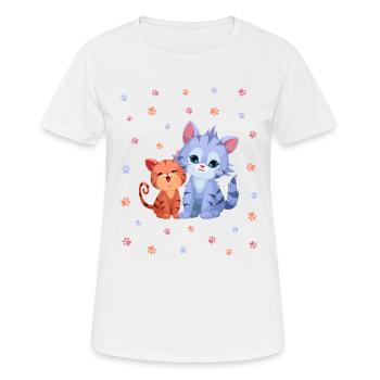 Zwei Süße Katzen Hauskatze Katzenpfoten Mädchen - Frauen T-Shirt atmungsaktiv - Weiß - Vorne - AI Model Female 172 dark (172cm)