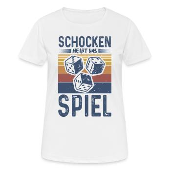 Schocken heißt das Spiel Trinkspiel Vintage Retro - Frauen T-Shirt atmungsaktiv - Weiß - Vorne - AI Model Female 172 dark (172cm)