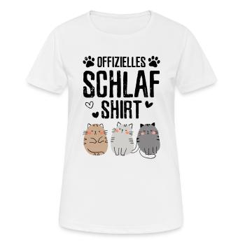 Offizielles Katzen Schlafanzug - Frauen T-Shirt atmungsaktiv - Weiß - Vorne - AI Model Female 172 dark (172cm)